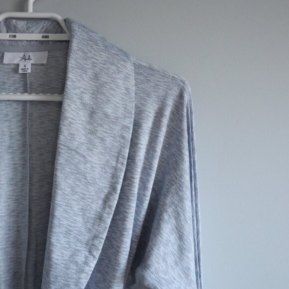 Ande Women's Small Grey Soft Casual Belted Collared Long Sleeve Cardigan Robe - Picture 5 of 12